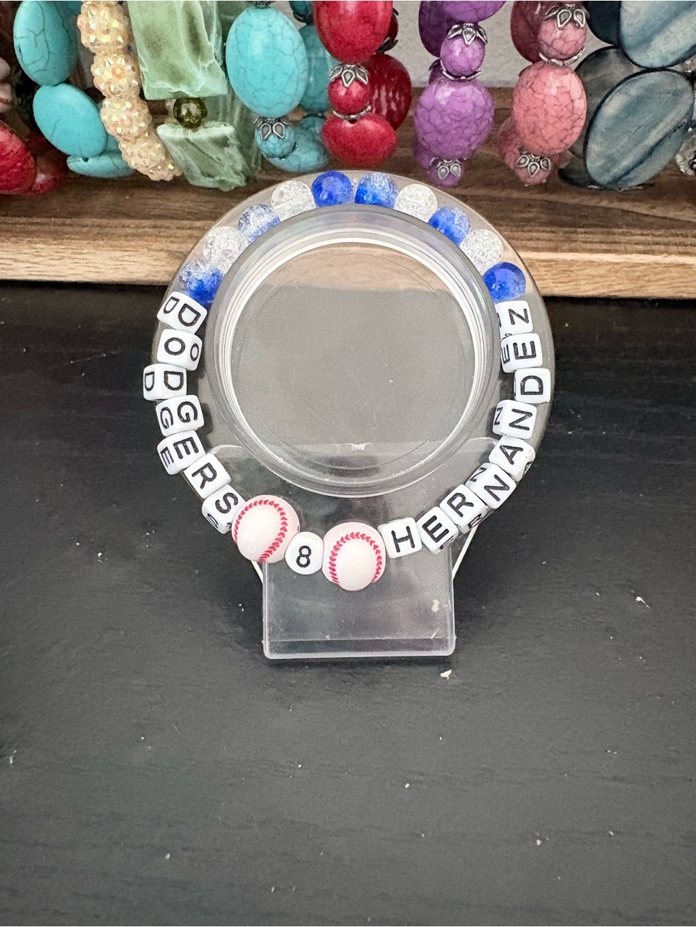 Handcrafted dodgers Enrique Hernandez beaded bracelet